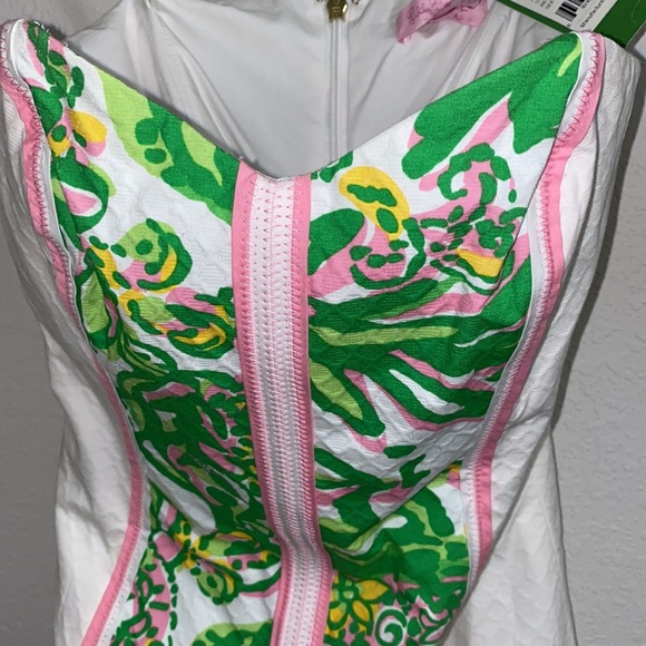 Lily Pulitzer Resort White Seeing Pink Elephants Strapless Dress -NWT - Picture 2 of 7
